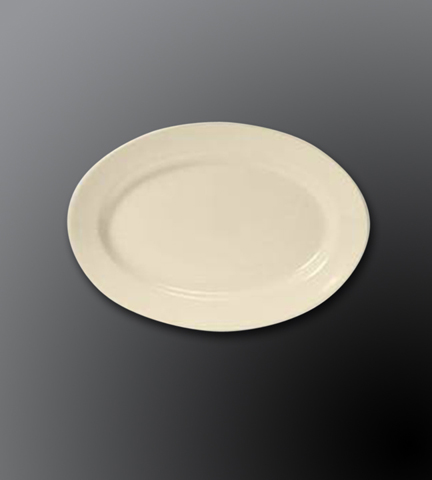 Rolled Edge Ceramic Dinnerware Dover White Oval Platter 11.875"L x 8.25"